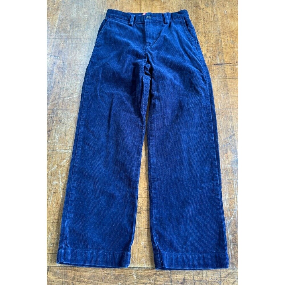 Chaps Boys Corduroy Pants Size 7 Navy Blue Flat Front Pockets Adjustable Waist